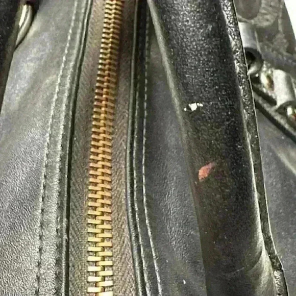 Coach Ashley F18777 Charcoal Gray Sateen Leather Signature Shoulder/Handbag - Picture 11 of 15